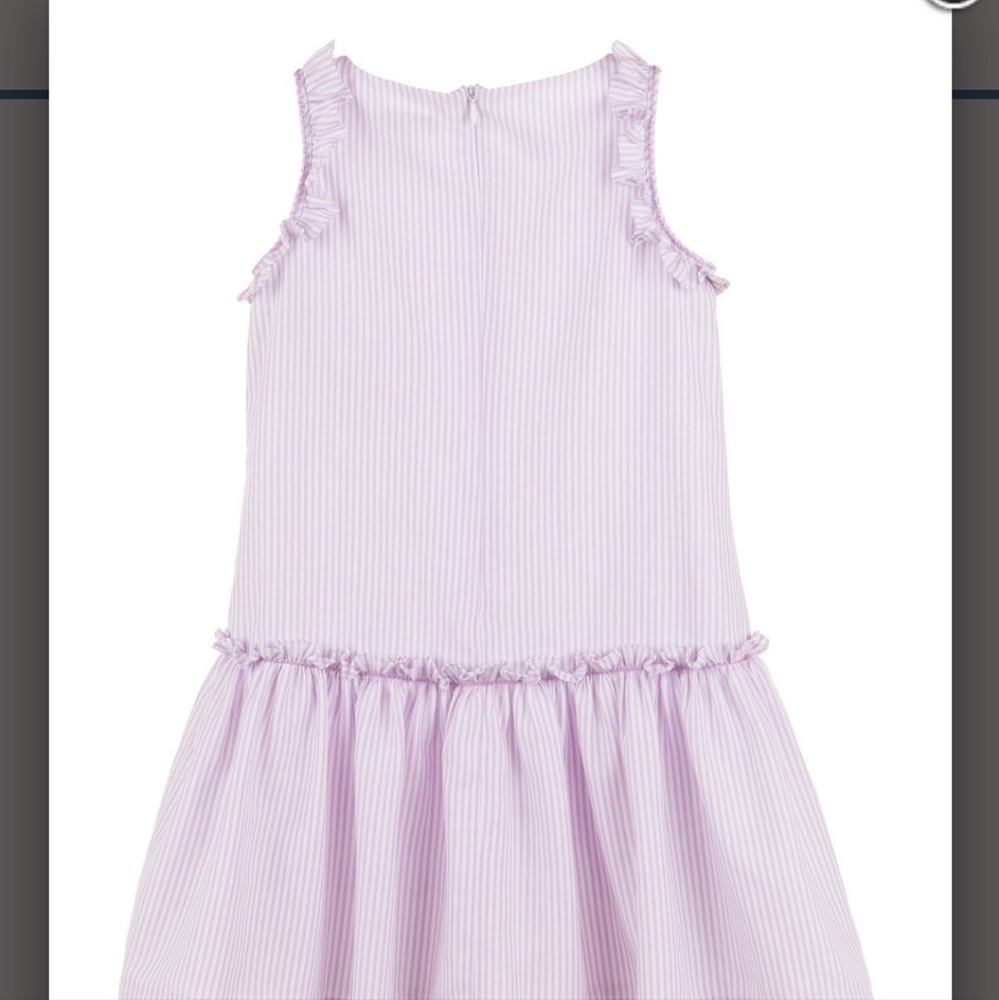 NWT MARIA CASERO GIRLS LAVENDER STRIPED DROP WAIST DRESS - Picture 3 of 8